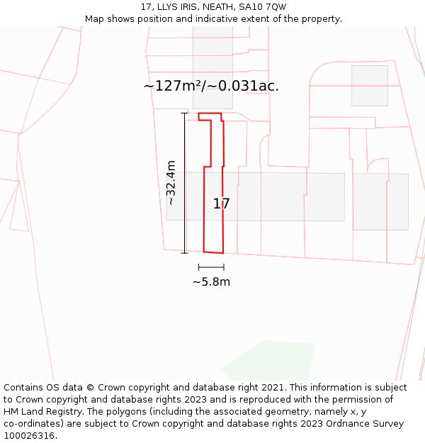 17, LLYS IRIS, NEATH, SA10 7QW: Plot and title map