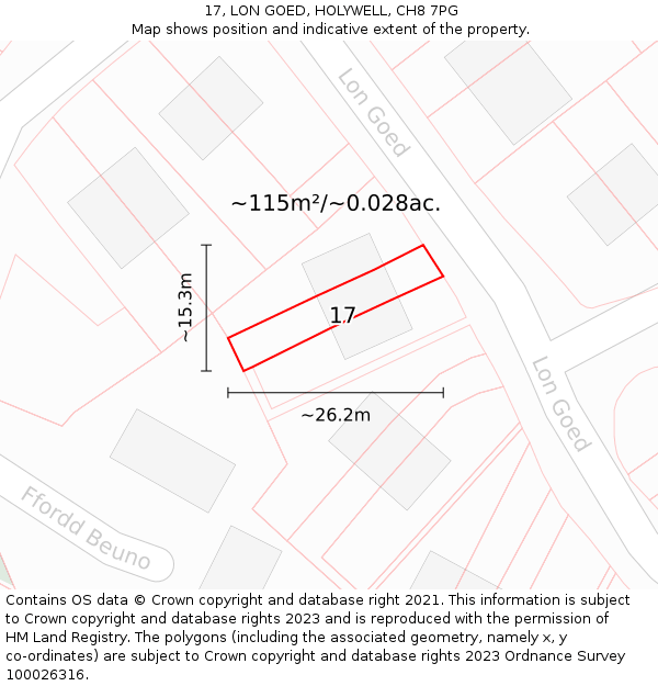 17, LON GOED, HOLYWELL, CH8 7PG: Plot and title map