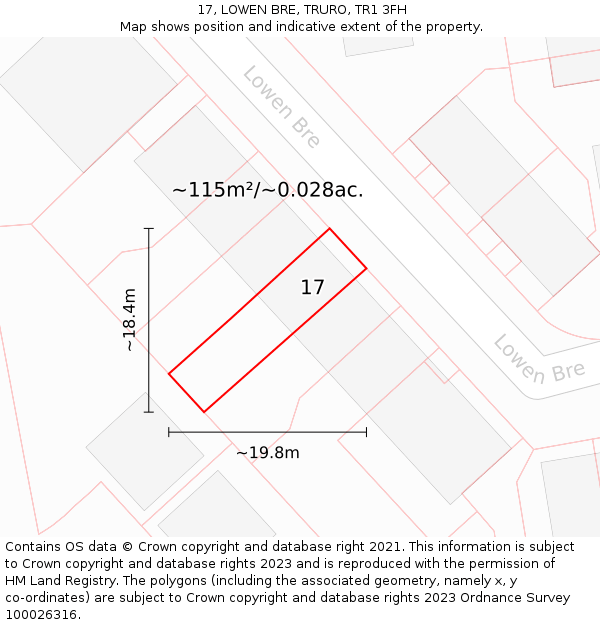 17, LOWEN BRE, TRURO, TR1 3FH: Plot and title map