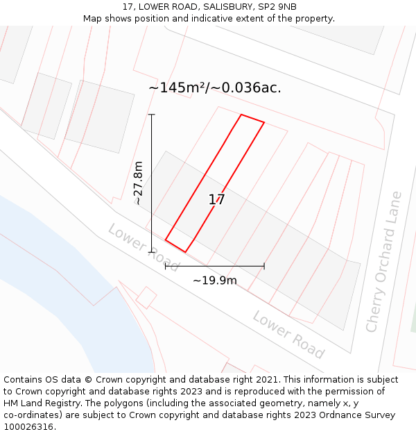 17, LOWER ROAD, SALISBURY, SP2 9NB: Plot and title map