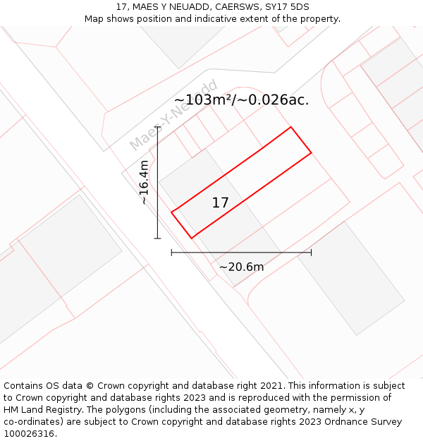 17, MAES Y NEUADD, CAERSWS, SY17 5DS: Plot and title map