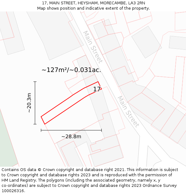 17, MAIN STREET, HEYSHAM, MORECAMBE, LA3 2RN: Plot and title map