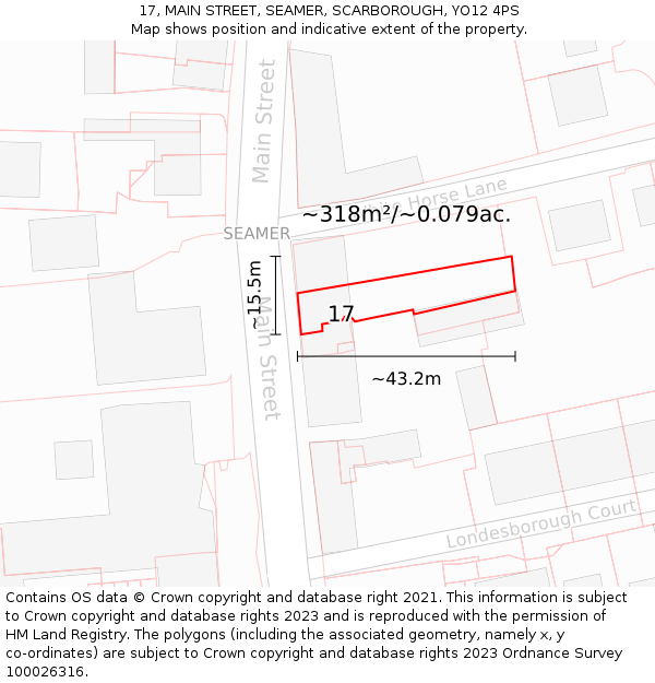 17, MAIN STREET, SEAMER, SCARBOROUGH, YO12 4PS: Plot and title map