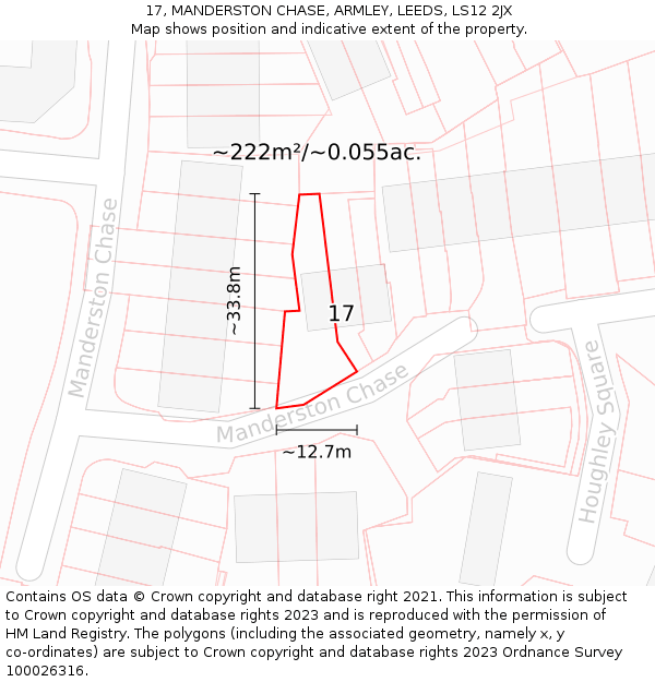 17, MANDERSTON CHASE, ARMLEY, LEEDS, LS12 2JX: Plot and title map