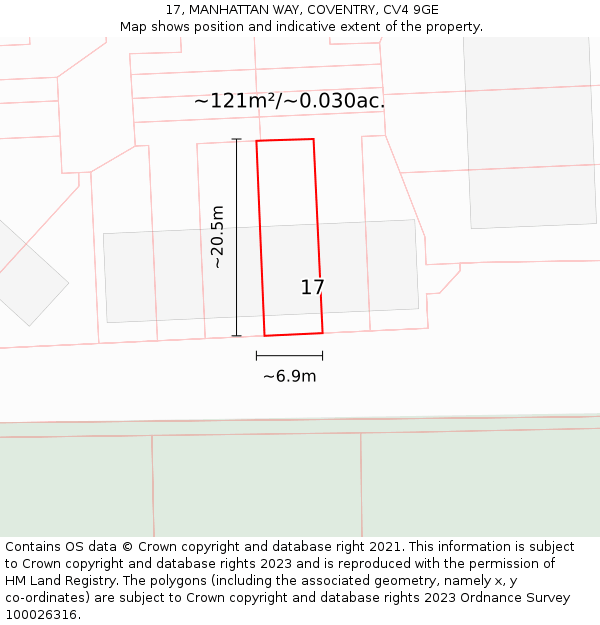 17, MANHATTAN WAY, COVENTRY, CV4 9GE: Plot and title map