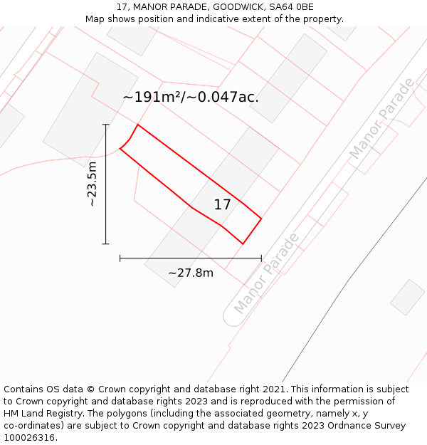 17, MANOR PARADE, GOODWICK, SA64 0BE: Plot and title map
