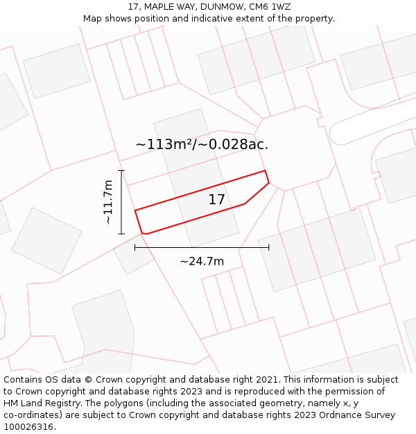 17, MAPLE WAY, DUNMOW, CM6 1WZ: Plot and title map