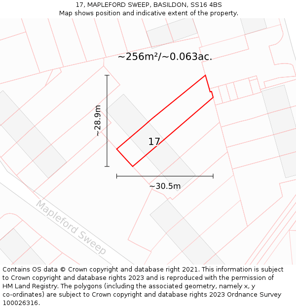 17, MAPLEFORD SWEEP, BASILDON, SS16 4BS: Plot and title map