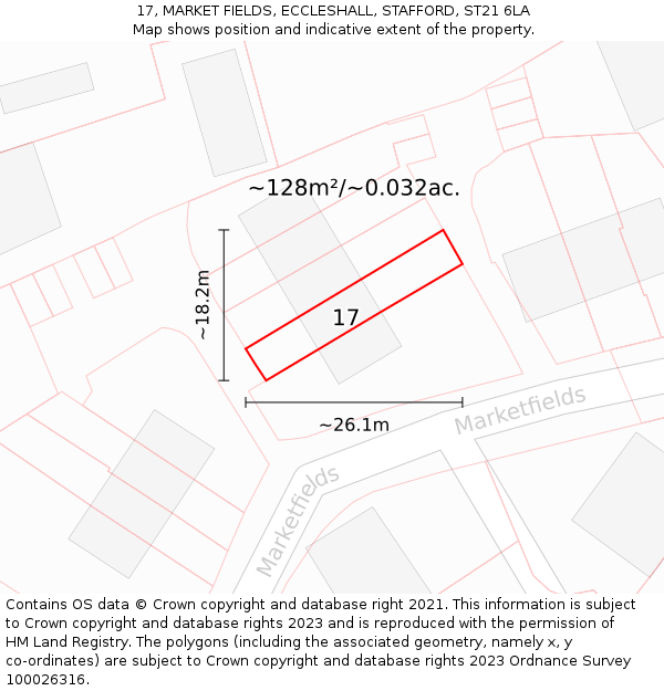 17, MARKET FIELDS, ECCLESHALL, STAFFORD, ST21 6LA: Plot and title map