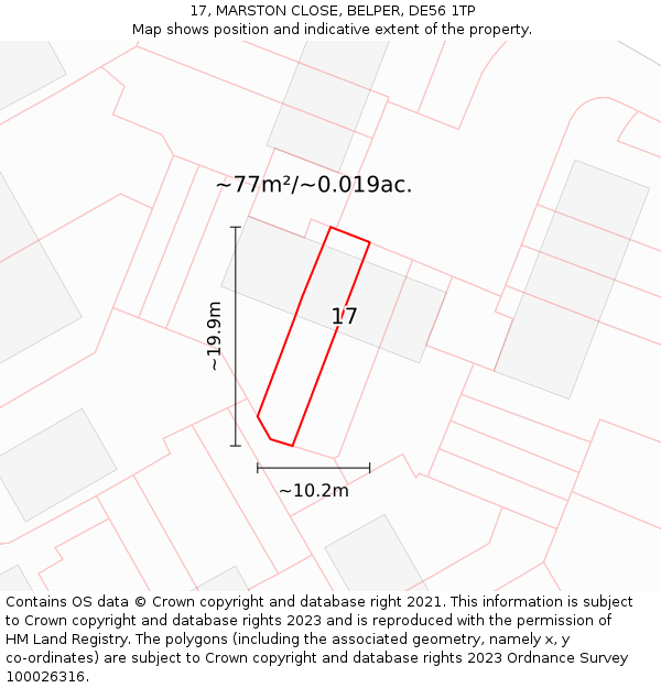 17, MARSTON CLOSE, BELPER, DE56 1TP: Plot and title map
