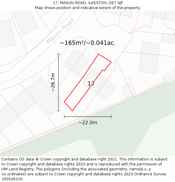 17, MASON ROAD, ILKESTON, DE7 9JP: Plot and title map