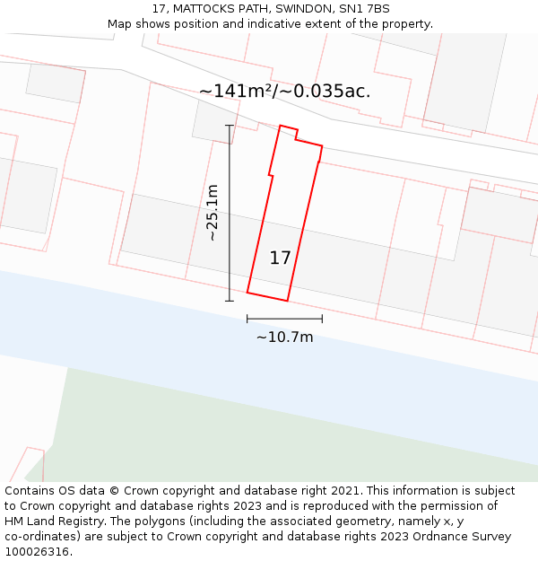 17, MATTOCKS PATH, SWINDON, SN1 7BS: Plot and title map