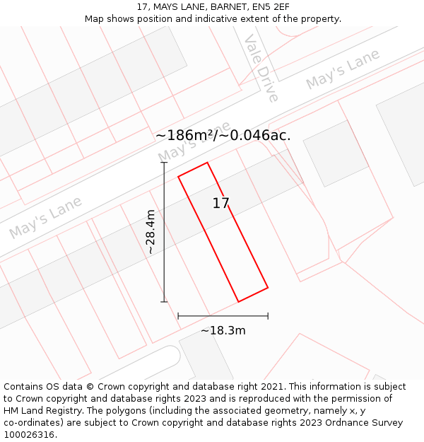 17, MAYS LANE, BARNET, EN5 2EF: Plot and title map