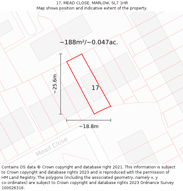 17, MEAD CLOSE, MARLOW, SL7 1HR: Plot and title map