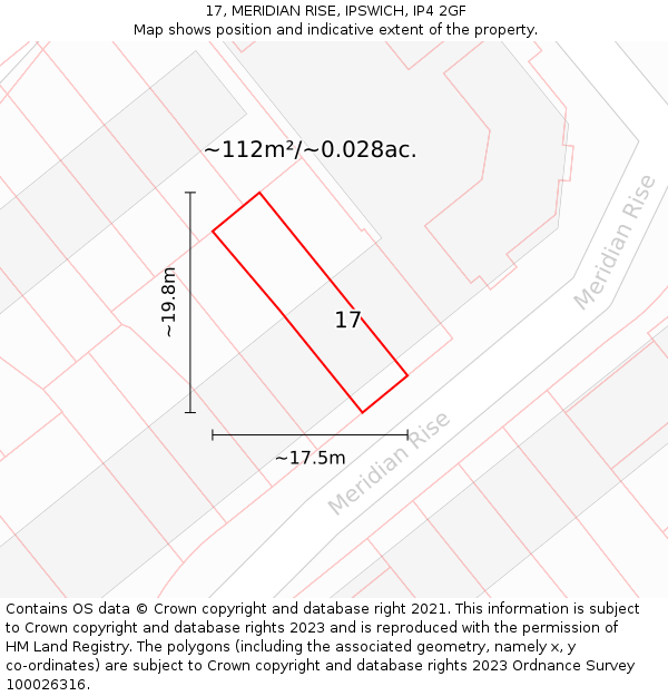 17, MERIDIAN RISE, IPSWICH, IP4 2GF: Plot and title map
