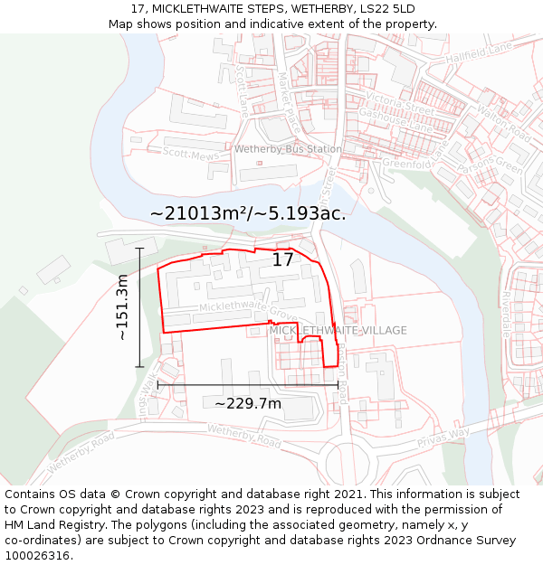 17, MICKLETHWAITE STEPS, WETHERBY, LS22 5LD: Plot and title map