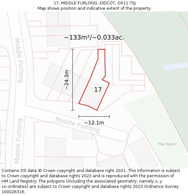 17, MIDDLE FURLONG, DIDCOT, OX11 7SJ: Plot and title map