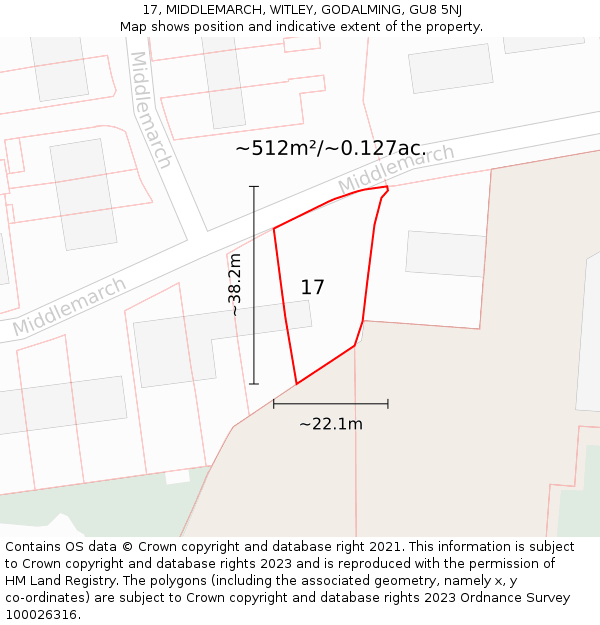 17, MIDDLEMARCH, WITLEY, GODALMING, GU8 5NJ: Plot and title map
