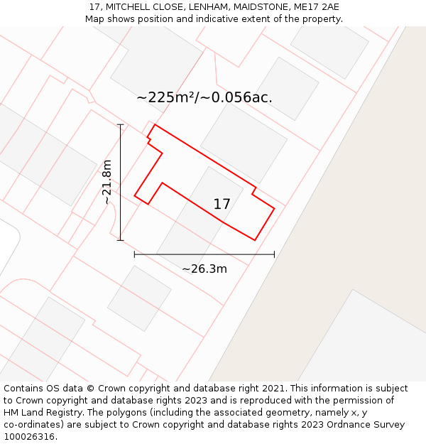 17, MITCHELL CLOSE, LENHAM, MAIDSTONE, ME17 2AE: Plot and title map