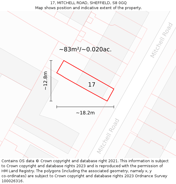 17, MITCHELL ROAD, SHEFFIELD, S8 0GQ: Plot and title map