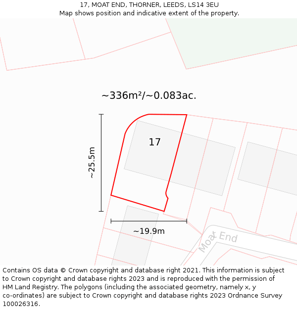 17, MOAT END, THORNER, LEEDS, LS14 3EU: Plot and title map