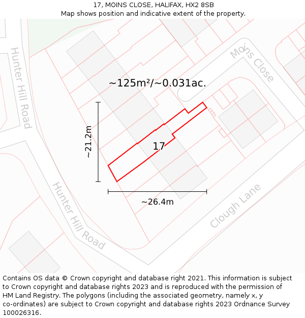 17, MOINS CLOSE, HALIFAX, HX2 8SB: Plot and title map