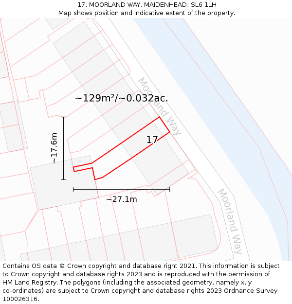 17, MOORLAND WAY, MAIDENHEAD, SL6 1LH: Plot and title map