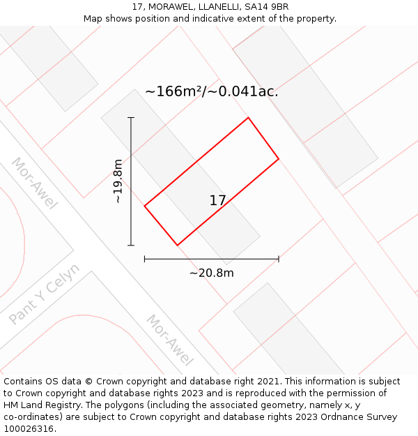 17, MORAWEL, LLANELLI, SA14 9BR: Plot and title map