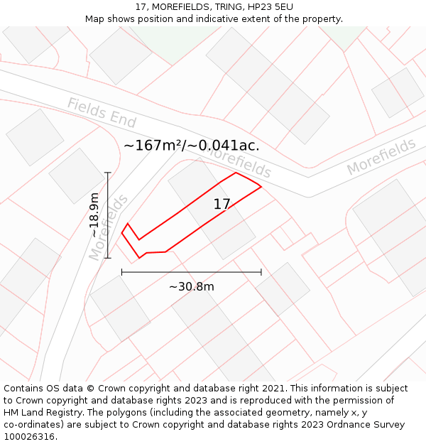 17, MOREFIELDS, TRING, HP23 5EU: Plot and title map