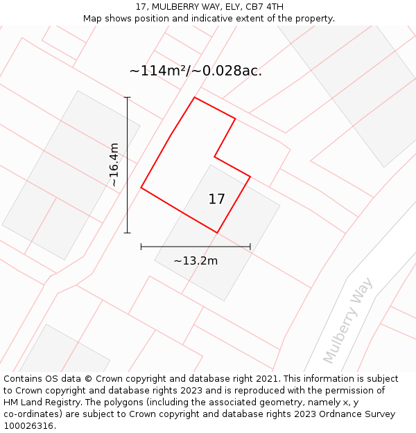 17, MULBERRY WAY, ELY, CB7 4TH: Plot and title map
