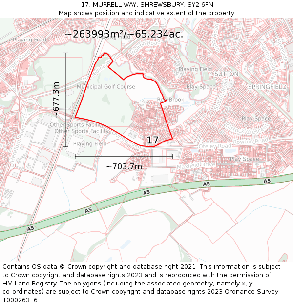 17, MURRELL WAY, SHREWSBURY, SY2 6FN: Plot and title map