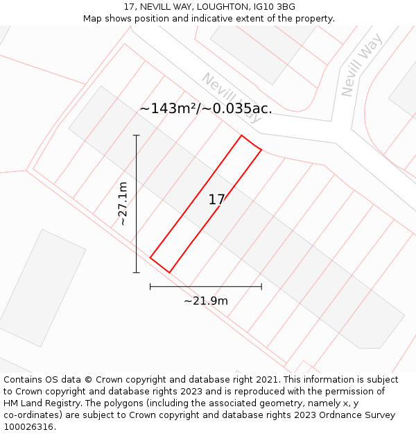 17, NEVILL WAY, LOUGHTON, IG10 3BG: Plot and title map