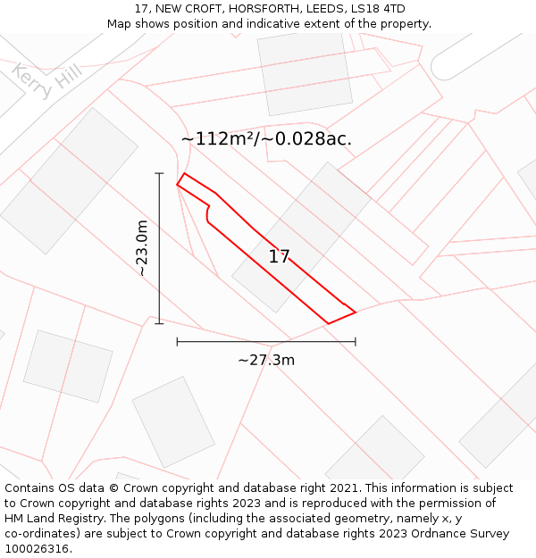 17, NEW CROFT, HORSFORTH, LEEDS, LS18 4TD: Plot and title map