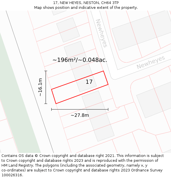 17, NEW HEYES, NESTON, CH64 3TP: Plot and title map