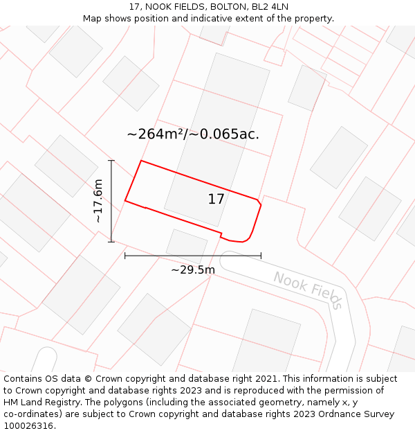 17, NOOK FIELDS, BOLTON, BL2 4LN: Plot and title map
