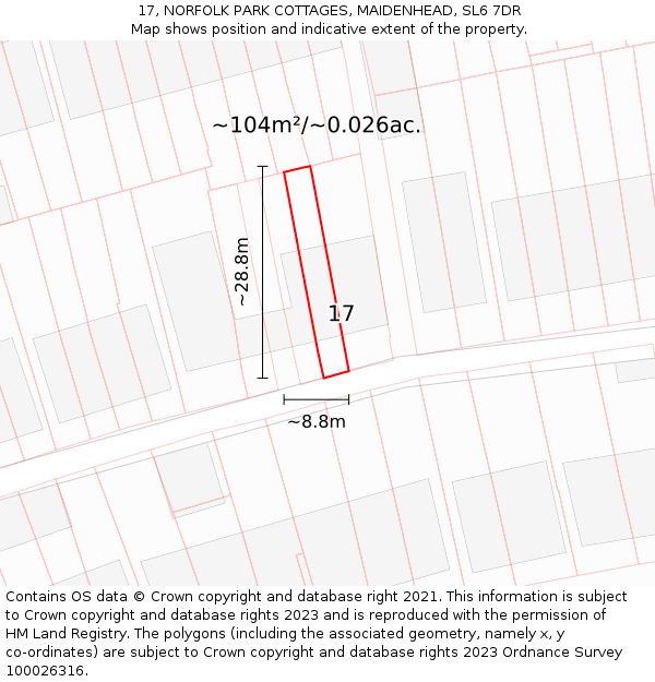 17, NORFOLK PARK COTTAGES, MAIDENHEAD, SL6 7DR: Plot and title map