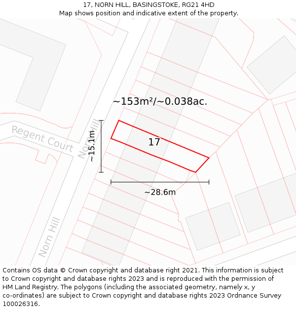 17, NORN HILL, BASINGSTOKE, RG21 4HD: Plot and title map