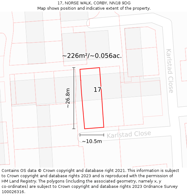 17, NORSE WALK, CORBY, NN18 9DG: Plot and title map