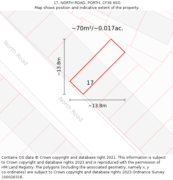 17, NORTH ROAD, PORTH, CF39 9SG: Plot and title map