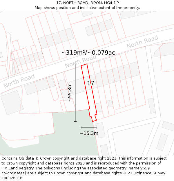 17, NORTH ROAD, RIPON, HG4 1JP: Plot and title map