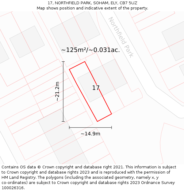 17, NORTHFIELD PARK, SOHAM, ELY, CB7 5UZ: Plot and title map