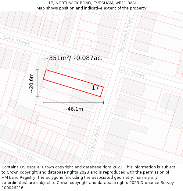 17, NORTHWICK ROAD, EVESHAM, WR11 3AN: Plot and title map