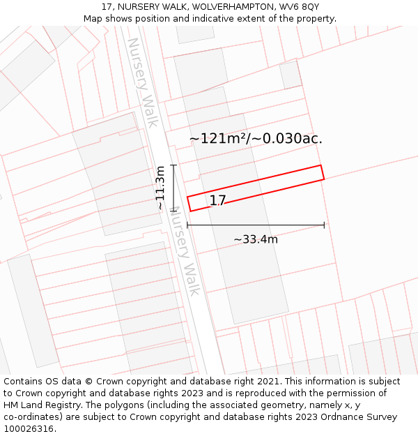 17, NURSERY WALK, WOLVERHAMPTON, WV6 8QY: Plot and title map