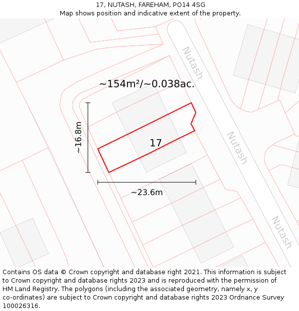 17, NUTASH, FAREHAM, PO14 4SG: Plot and title map