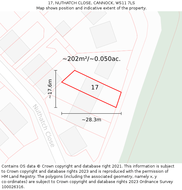 17, NUTHATCH CLOSE, CANNOCK, WS11 7LS: Plot and title map