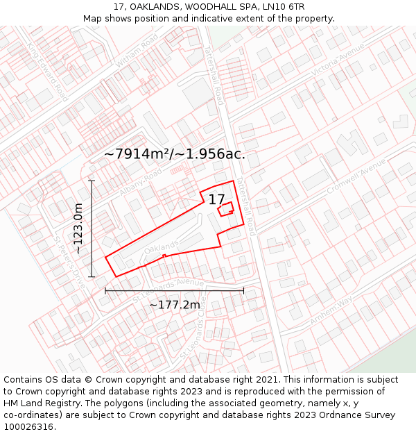 17, OAKLANDS, WOODHALL SPA, LN10 6TR: Plot and title map