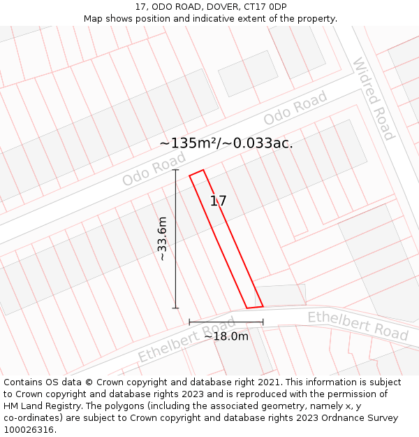17, ODO ROAD, DOVER, CT17 0DP: Plot and title map