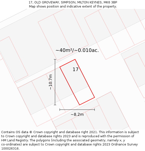 17, OLD GROVEWAY, SIMPSON, MILTON KEYNES, MK6 3BP: Plot and title map