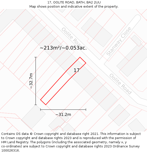 17, OOLITE ROAD, BATH, BA2 2UU: Plot and title map