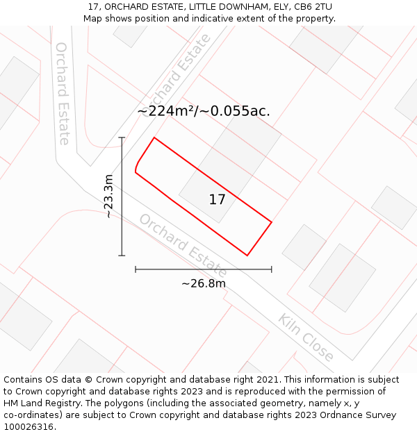 17, ORCHARD ESTATE, LITTLE DOWNHAM, ELY, CB6 2TU: Plot and title map
